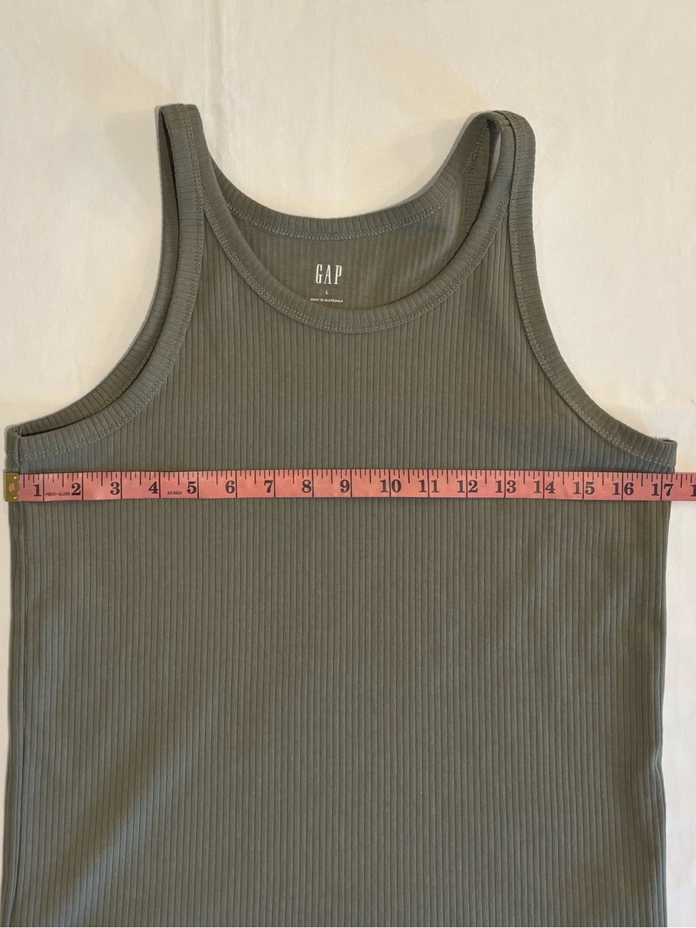 GAP Olive Ribbed Scoop Neck Tank Top Size Large - Picture 5 of 8